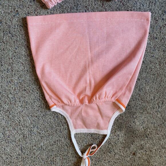 Vintage Carter's Orange White Outfit Set 2 Pieces Top & Short Size 3-12 Months - Picture 4 of 4